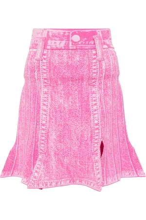 PH5 Denim-print high-rise skirt