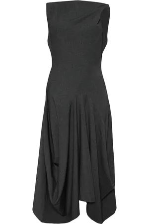 GOEN.J Twisted-shoulder structured draping midi dress
