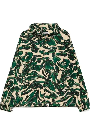 A Bathing Ape Marbling-camo hooded jacket
