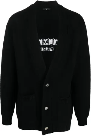 Balmain Logo intarsia cardigan