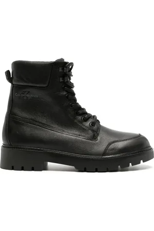 Calvin Klein Logo-patch leather ankle boots