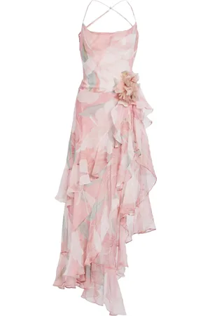 Retrofete Samara floral-print ruffled silk dress