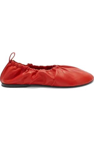 Jil Sander Gathered-detail leather ballerina shoes