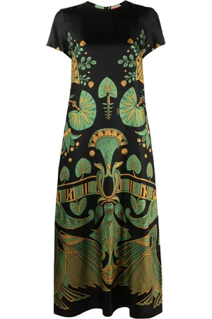 La DoubleJ Swing graphic-print silk dress