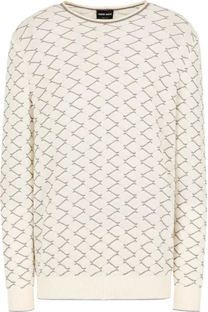 Giorgio Armani Zigzag-embroidered round-neck jumper