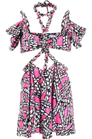 AREA Rope-print cut-out minidress