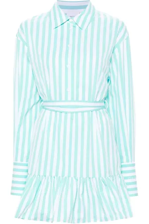 Patou Striped ruffled mini dress