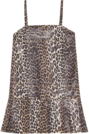 Ganni Foiled-finish printed mini dress
