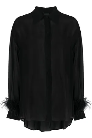 Pinko Feather-trim georgette shirt