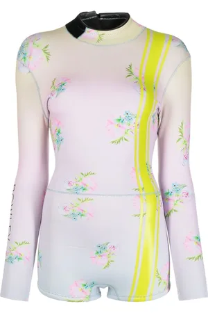Cynthia Rowley Striped floral-print swimsuit