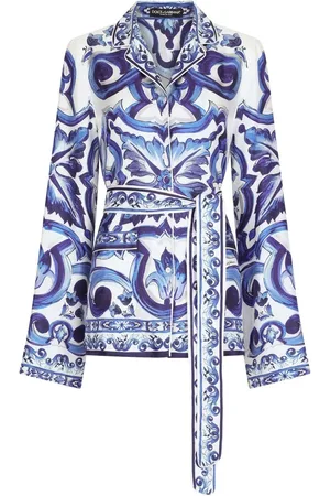 Dolce & Gabbana Majolica-print silk pajama shirt
