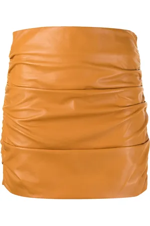 Michelle Mason Ruched leather mini skirt