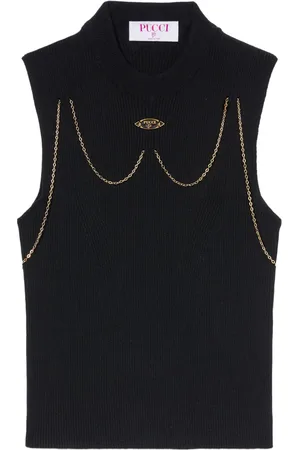 Puccini Chain-embellished rib-knit top