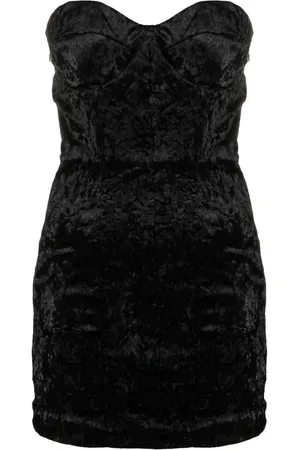 ROTATE Strapless velvet-effect minidress