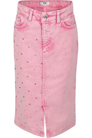 Msgm Crystal-embellished denim skirt