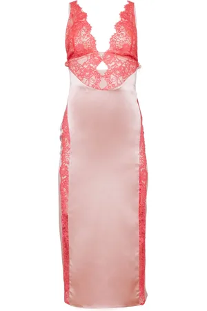 FLEUR DU MAL V-neck lace midi dress