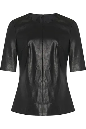 ROSETTA GETTY Leather crew-neck T-shirt