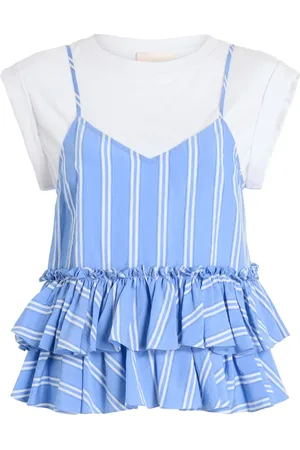 Cinq A Sept Samantha layered seersucker top