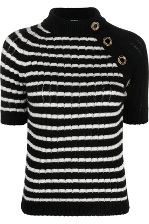 Balmain Striped cashmere-blend top