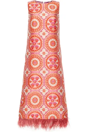 La DoubleJ Column feathered midi dress