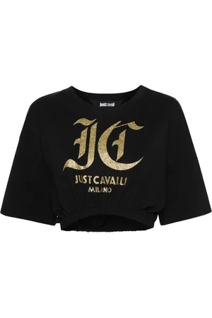 Roberto Cavalli Logo-print cotton crop top