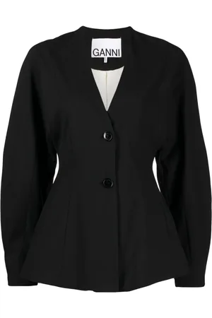 Ganni V-neck single-breasted blazer