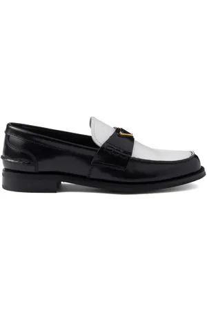 Prada Two-tone brushed-leather loafers