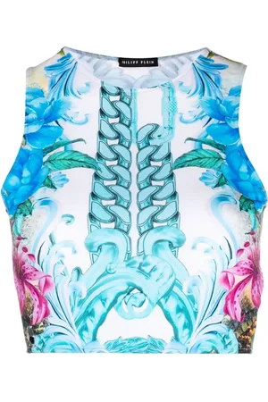 Philipp Plein Hawaii-print cropped top