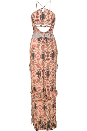 AMIR SLAMA Floral-print halterneck dress