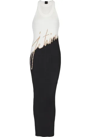 Balmain Intarsia-knit logo midi dress