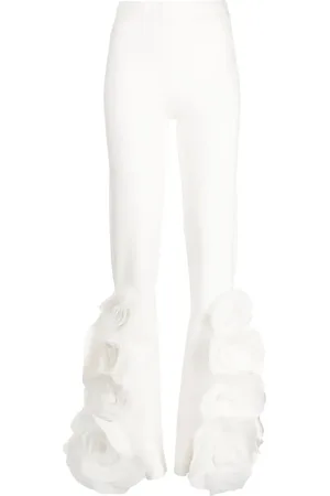 Cynthia Rowley Frilled-hem zipped flared trousers