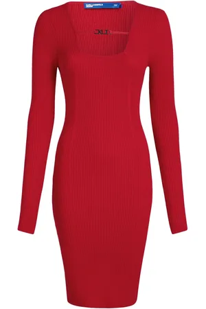 Karl Lagerfeld Square-neck knitted midi dress