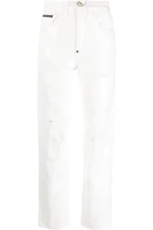 Philipp Plein Paillettes Mom-fit distressed jeans