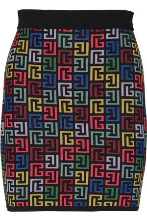 Balmain PB-intarsia knitted mini skirt