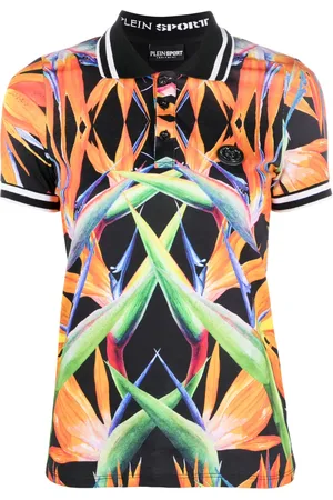 Philipp Plein Floral-print cotton polo top