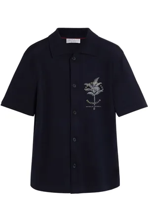 Brunello Cucinelli Palm tree-embroidered shirt