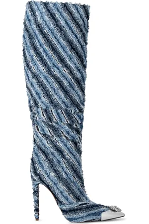 Philipp Plein 120mm mix denim high boots