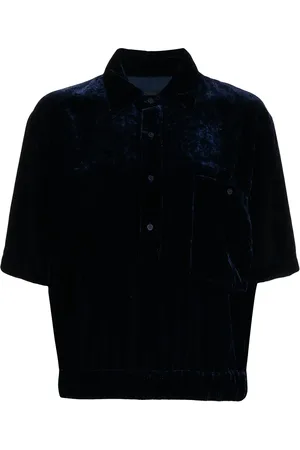 RTA Velvet-effect oversize polo shirt