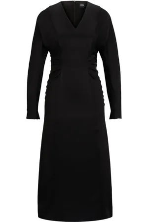 HUGO BOSS V-neck satin midi dress