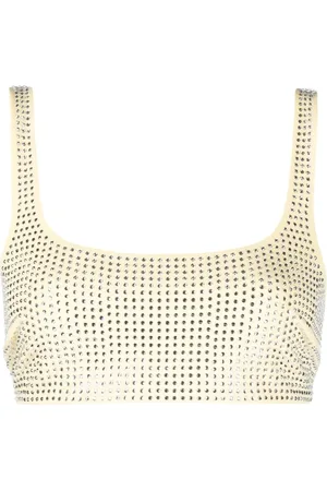 Patrizia Pepe Crystal embellished crop tank top