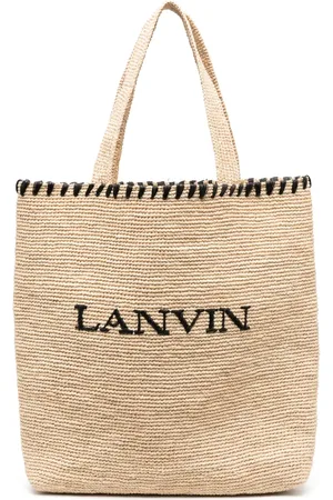 Lanvin Logo-embroidered raffia tote bag