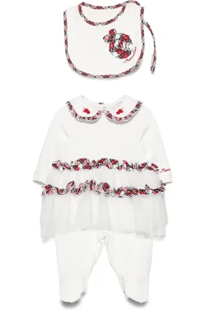 MONNALISA Plaid-check-trim babygrow set