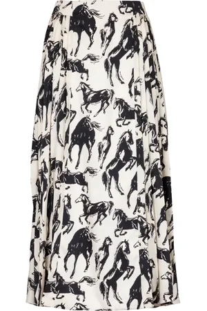 Balmain Horse-print pleated midi skirt