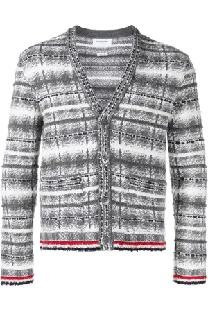 Thom Browne Tartan Check Inlay Jacquard cardigan