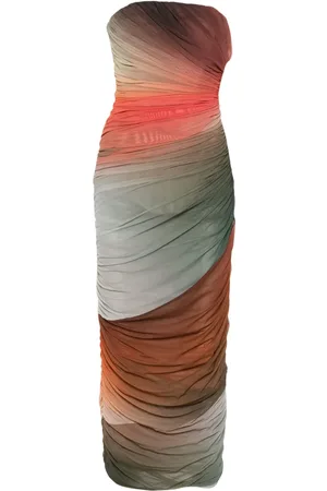 The Attico Ruched-detail gradient midi dress