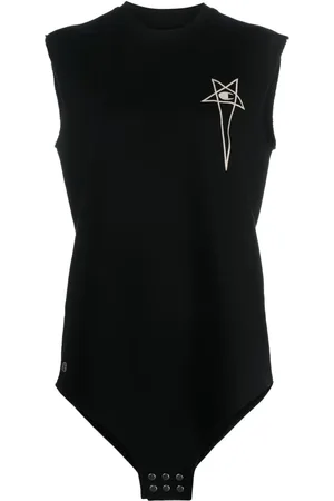 Rick Owens Logo-embroidered cotton tank top