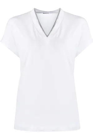 Brunello Cucinelli Silvery trim V-neck T-shirt