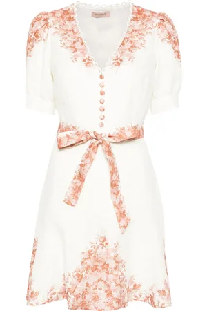 Twin-Set Floral-print linen mini dress