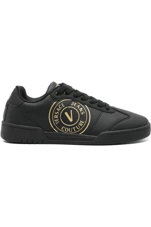 VERSACE Logo-print leather sneakers