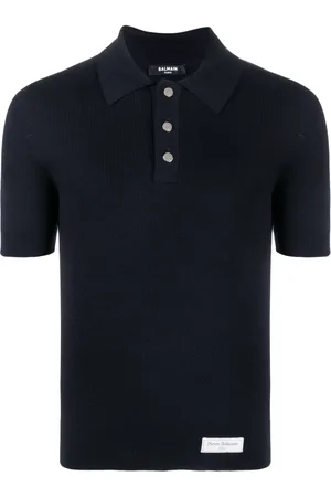 Balmain Logo-patch wool polo shirt